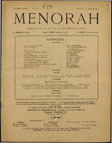 Menorah : L’Illustration Juive Vol.06 N°12-13 (15 juin 1927)